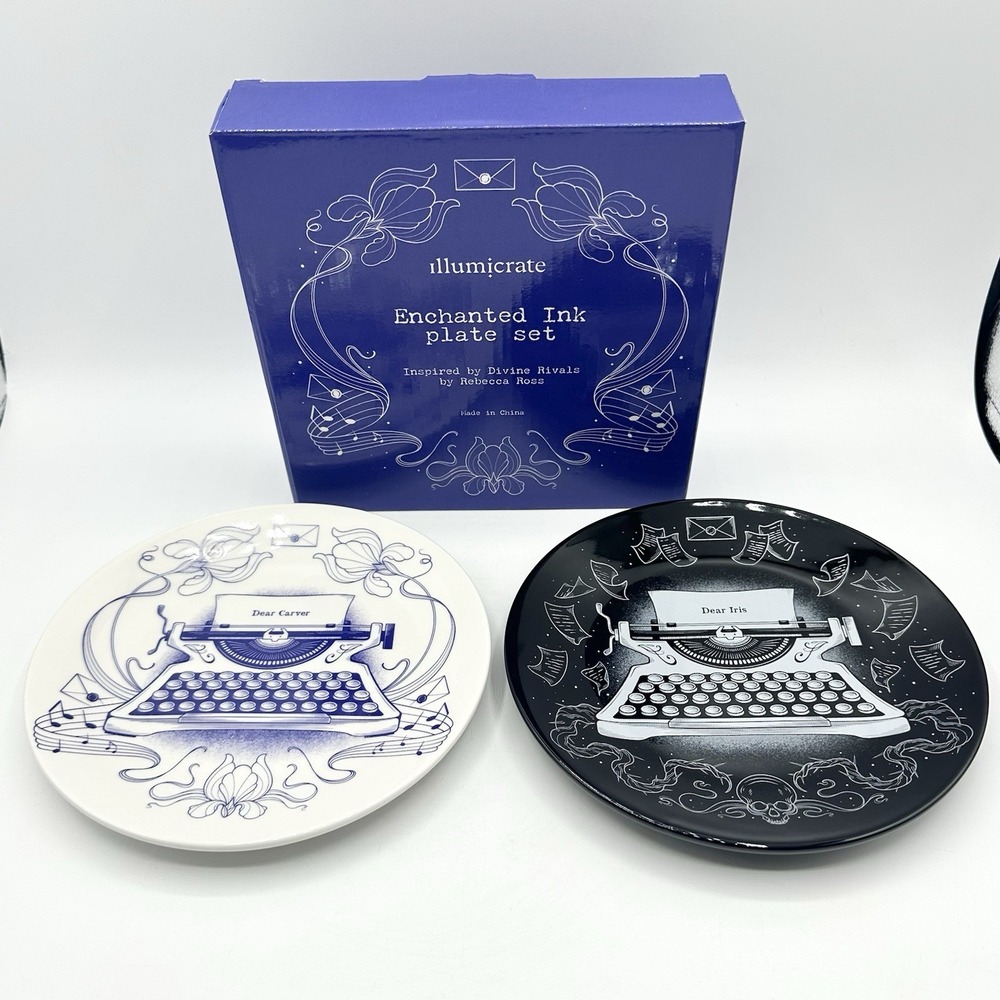 NEW Illumicrate Enchanted Ink Plate Set Divine Rivals Carver Iris Typewriter